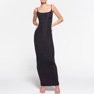 RARE SKIMS SWAROVSKI Jelly Sheer onyx cami slip dress Large